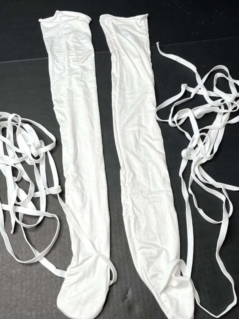 White Bandage Knee Socks OTK Mummy Costume Corset Lace Up Ballerina Halloween